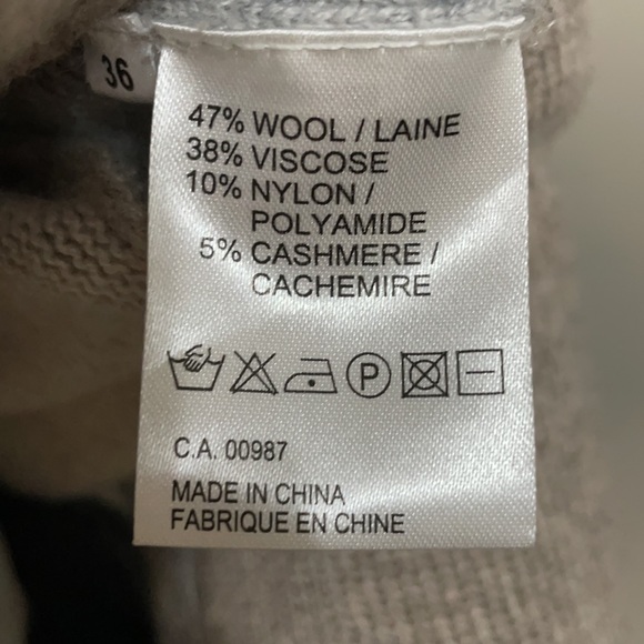 Cassis Taupe/Gray Wool Blend Sweater 36 - Picture 6 of 7